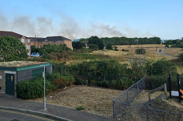A LFB spokesperson advised members of the public to 'act responsibly to prevent fires from occurring' (Pictured: the scene of the blaze in Dagenham yesterday)