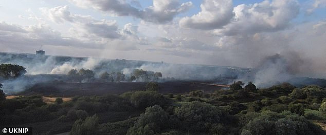 The Brigade's Control Office took the first of over 75 calls at 6.30pm and fire crews from multiple surrounding areas attended the scene. The Brigade's Control Office took the first of over 75 calls at 6.30pm and the fire was 'under control' by 9.46pm